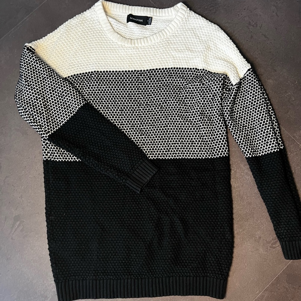 MINKPINK Knit Black and White Sweater - Small